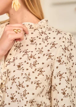 Motus Boutique Chemises & Blouses^Blouse Julie MarronBeige-BlouseJulie