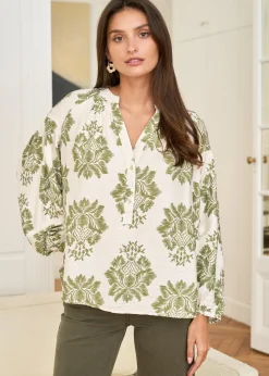 Motus Boutique Chemises & Blouses^Blouse Manel ImpriméKakiEcru-BlouseManel