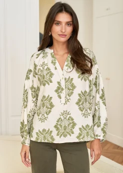 Motus Boutique Chemises & Blouses^Blouse Manel ImpriméKakiEcru-BlouseManel