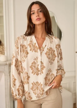 Motus Boutique Chemises & Blouses^Blouse Manel ImpriméFondBeige-BlouseManel