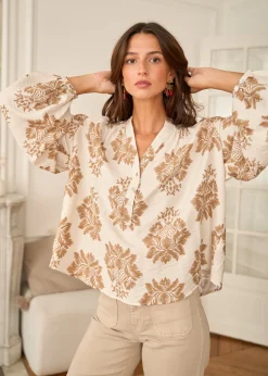Motus Boutique Chemises & Blouses^Blouse Manel ImpriméFondBeige-BlouseManel