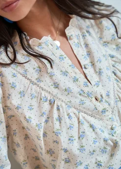 Motus Boutique Chemises & Blouses^Blouse Paula FleuriBleuEcru-BlousePaula