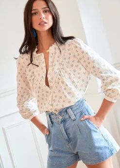 Motus Boutique Chemises & Blouses^Blouse Paula FleuriBleuEcru-BlousePaula