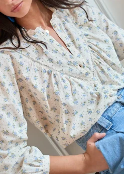 Motus Boutique Chemises & Blouses^Blouse Paula FleuriBleuEcru-BlousePaula