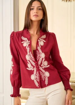 Motus Boutique Chemises & Blouses^Blouse Roma BordeauxEcru-BlouseRoma