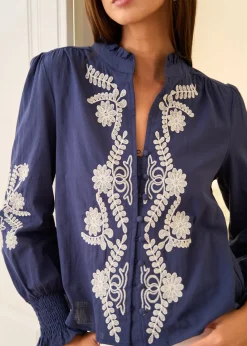 Motus Boutique Chemises & Blouses^Blouse Roma MarineEcru-BlouseRoma
