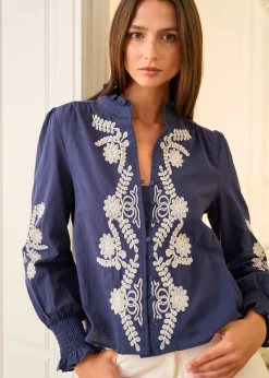 Motus Boutique Chemises & Blouses^Blouse Roma MarineEcru-BlouseRoma