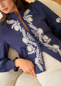 Motus Boutique Chemises & Blouses^Blouse Roma MarineEcru-BlouseRoma