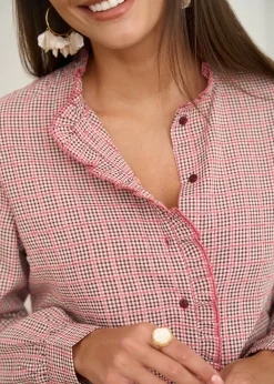 Motus Boutique Chemises & Blouses^Blouse Tina VichyBordeaux-BlouseTina
