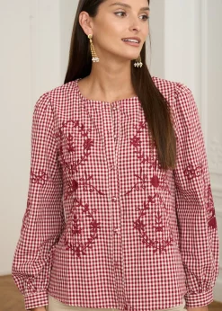 Motus Boutique Chemises & Blouses^Blouse Ysaline VichyBordeaux-BlouseYsaline