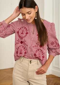 Motus Boutique Chemises & Blouses^Blouse Ysaline VichyBordeaux-BlouseYsaline