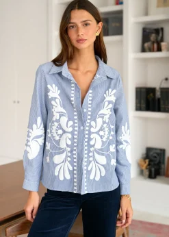 Motus Boutique Chemises & Blouses^Chemise June BleuRayéBlanc-ChemiseJune