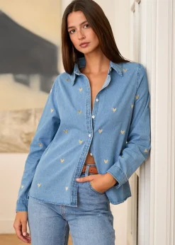 Motus Boutique Chemises & Blouses^Chemise Léonie DenimDoré-ChemiseLéonie