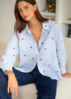 Motus Boutique Chemises & Blouses^Chemise Louisa BleuRayéBlanc-ChemiseLouisa