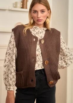 Motus Boutique Mailles^Gilet Ambre Marron-GiletAmbre