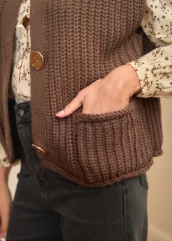 Motus Boutique Mailles^Gilet Ambre Marron-GiletAmbre