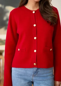 Motus Boutique Mailles^Gilet Audrey Rouge-GiletAudrey
