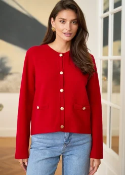 Motus Boutique Mailles^Gilet Audrey Rouge-GiletAudrey