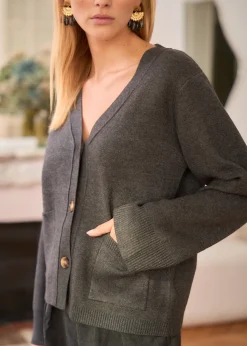 Motus Boutique Mailles^Gilet Céleste Gris-GiletCéleste