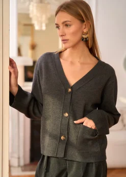 Motus Boutique Mailles^Gilet Céleste Gris-GiletCéleste