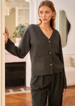 Motus Boutique Mailles^Gilet Céleste Gris-GiletCéleste