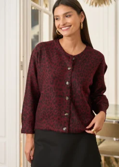 Motus Boutique Mailles^Gilet Eliot LéopardBordeaux-GiletEliot