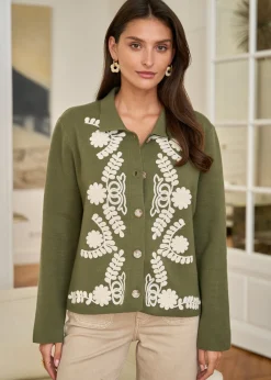 Motus Boutique Mailles^Gilet Livia KakiEcru-GiletLivia