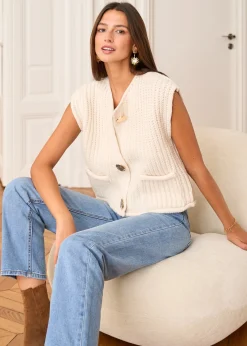 Motus Boutique Mailles^Gilet Lola Ecru-GiletLola