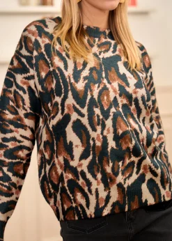 Motus Boutique Mailles^Pull Isée AnimalFondEcru-PullIsée