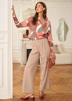 Motus Boutique Mailles^Pull Noa ImpriméRoseCamelRouille-PullNoa