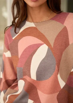 Motus Boutique Mailles^Pull Noa ImpriméRoseCamelRouille-PullNoa