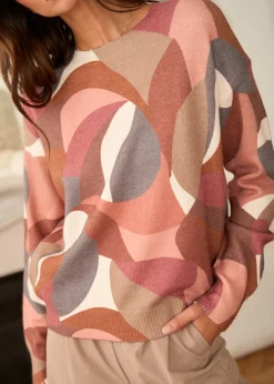 Motus Boutique Mailles^Pull Noa ImpriméRoseCamelRouille-PullNoa