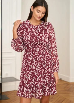 Motus Boutique Robes^Robe Abriel BordeauxEcru-RobeAbriel