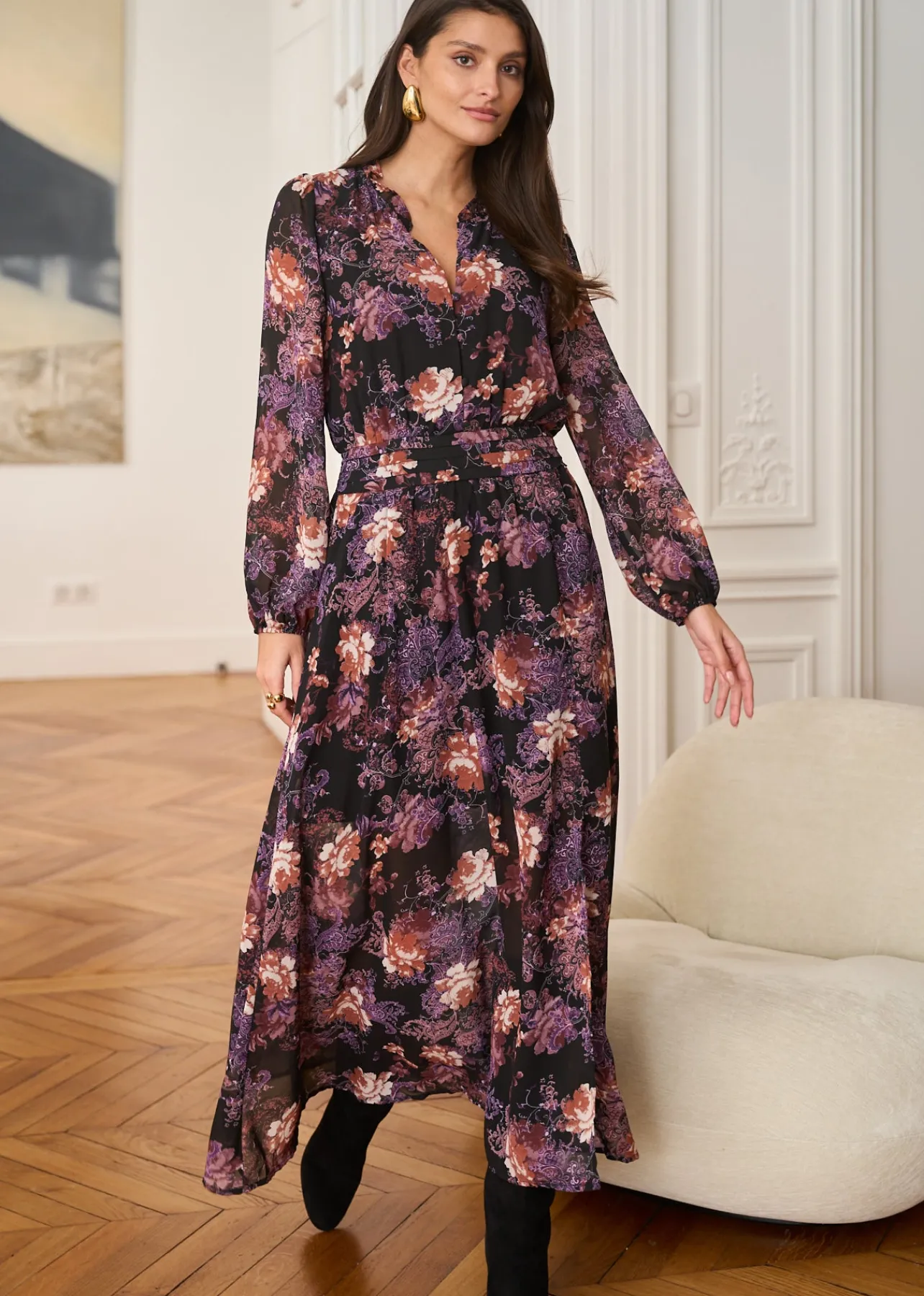 Motus Boutique Robes^Robe Carla ImpriméFondNoir-RobeCarla
