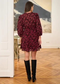 Motus Boutique Robes^Robe Mila FleuriBordeauxNoir-RobeMila