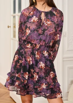 Motus Boutique Robes^Robe Noela ImpriméFondNoir-RobeNoela