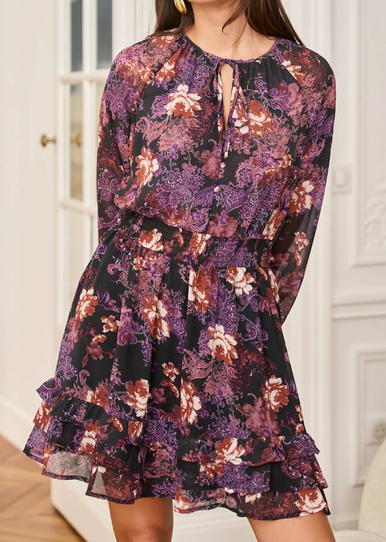Motus Boutique Robes^Robe Noela ImpriméFondNoir-RobeNoela
