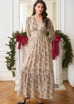 Motus Boutique Robes^Robe Perrine ImpriméBeigeDoré-RobePerrine