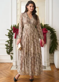 Motus Boutique Robes^Robe Perrine ImpriméBeigeDoré-RobePerrine