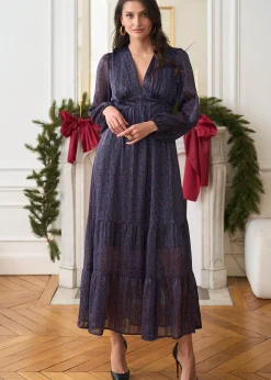 Motus Boutique Robes^Robe Rosalie ImpriméMarronBleu-RobeRosalie