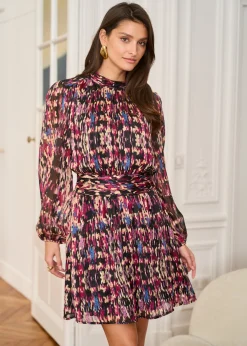 Motus Boutique Robes^Robe Rozen ImpriméFondNoir-RobeRozen