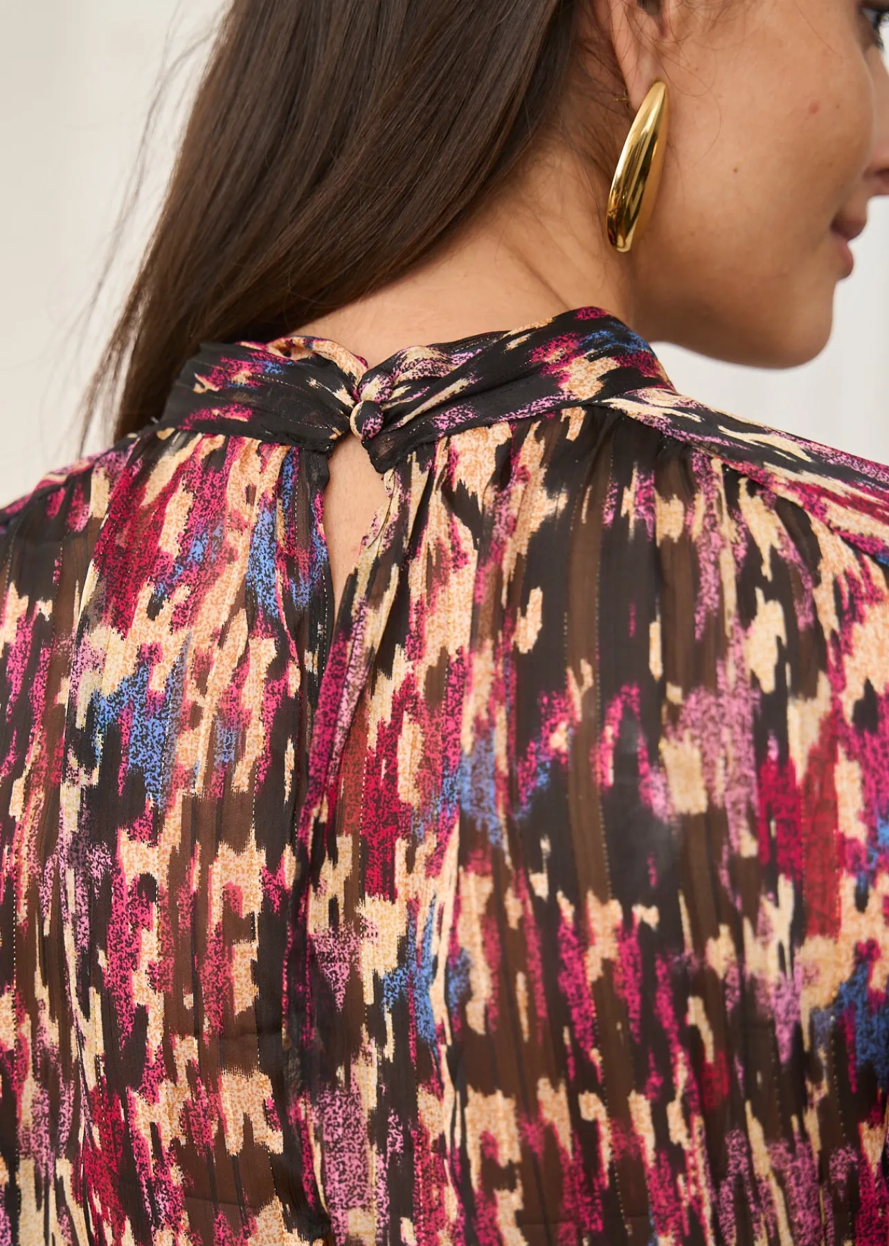 Motus Boutique Robes^Robe Rozen ImpriméFondNoir-RobeRozen