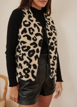 Motus Boutique Vestes & Manteaux^Veste Gabi LéopardNoirBeige-GiletGabi